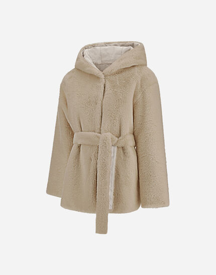 REVERSIBLE PARKA IN SOFT ALTERNATIVE FUR AND CHANGING NYLON Chantilly