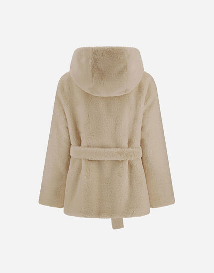 REVERSIBLE PARKA IN SOFT ALTERNATIVE FUR AND CHANGING NYLON Chantilly