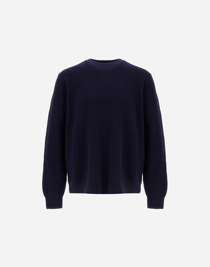 SWEATER IN RIBBED WOOL CASHMERE Navy Blue 1 SWEATER IN RIBBED WOOL CASHMERE Navy Blue