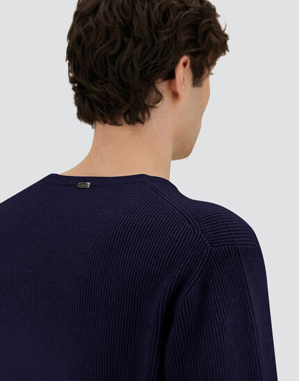 SWEATER IN RIBBED WOOL CASHMERE Navy Blue 3 SWEATER IN RIBBED WOOL CASHMERE Navy Blue