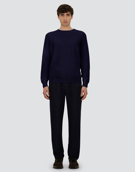 SWEATER IN RIBBED WOOL CASHMERE Navy Blue 4 SWEATER IN RIBBED WOOL CASHMERE Navy Blue