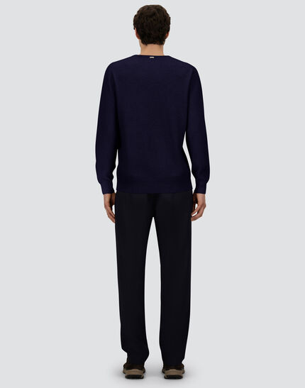 SWEATER IN RIBBED WOOL CASHMERE Navy Blue 5 SWEATER IN RIBBED WOOL CASHMERE Navy Blue
