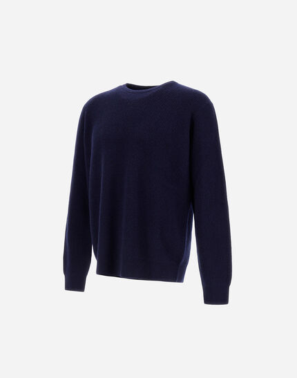 SWEATER IN RIBBED WOOL CASHMERE Navy Blue 6 SWEATER IN RIBBED WOOL CASHMERE Navy Blue