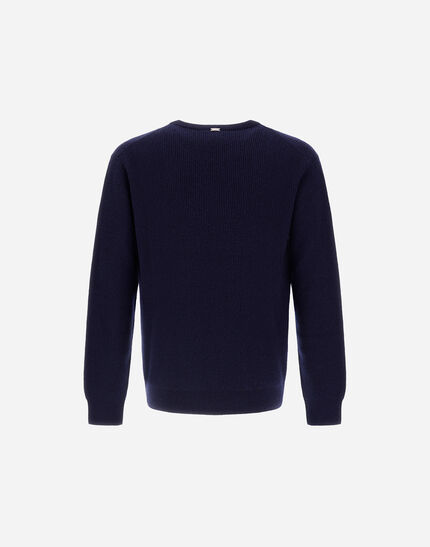 SWEATER IN RIBBED WOOL CASHMERE Navy Blue 7 SWEATER IN RIBBED WOOL CASHMERE Navy Blue