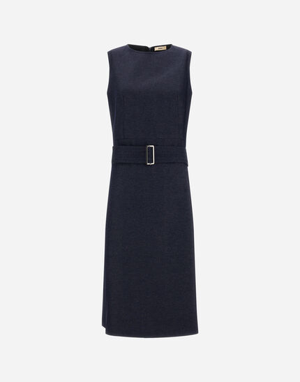 DENIM-EFFECT COTTON DRESS Navy Blue 1 DENIM-EFFECT COTTON DRESS Navy Blue