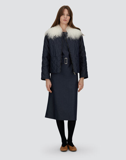 DENIM-EFFECT COTTON DRESS Navy Blue 2 DENIM-EFFECT COTTON DRESS Navy Blue