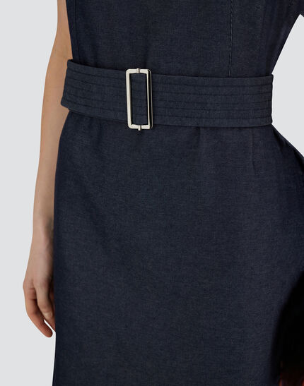 DENIM-EFFECT COTTON DRESS Navy Blue 3 DENIM-EFFECT COTTON DRESS Navy Blue