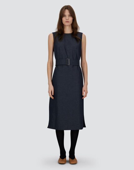 DENIM-EFFECT COTTON DRESS Navy Blue 4 DENIM-EFFECT COTTON DRESS Navy Blue