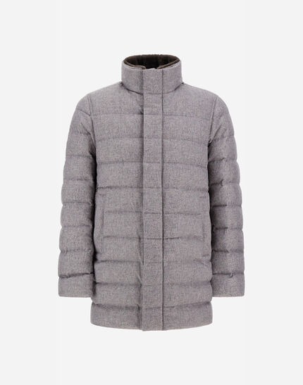 CARCOAT IN CASHMERE, SILK AND MONOGRAM Grey 1 CARCOAT IN CASHMERE, SILK AND MONOGRAM Grey