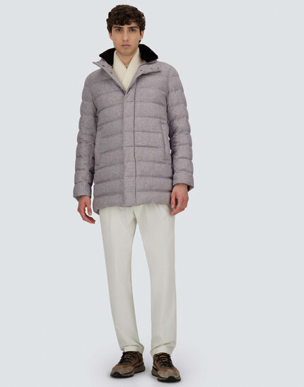 CARCOAT IN CASHMERE, SILK AND MONOGRAM Grey 2 CARCOAT IN CASHMERE, SILK AND MONOGRAM Grey