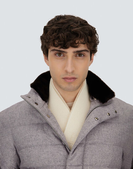 CARCOAT IN CASHMERE, SILK AND MONOGRAM Grey 3 CARCOAT IN CASHMERE, SILK AND MONOGRAM Grey