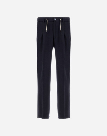 RESORT TROUSERS IN CASHMERE SILK Navy Blue