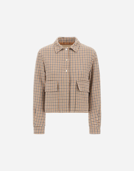 SHACKET IN HOUNDSTOOTH WOOL AND COTTON Camel/Cream