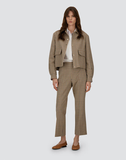 SHACKET IN HOUNDSTOOTH WOOL AND COTTON Camel/Cream