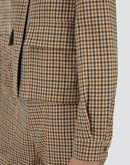 SHACKET IN HOUNDSTOOTH WOOL AND COTTON Camel/Cream