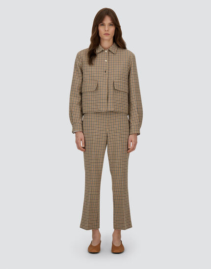 SHACKET IN HOUNDSTOOTH WOOL AND COTTON Camel/Cream