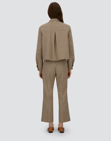 SHACKET IN HOUNDSTOOTH WOOL AND COTTON Camel/Cream