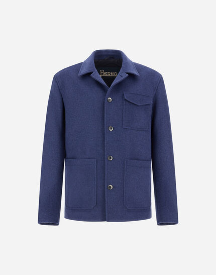FIELD JACKET IN SOFT RECYCLED WOOL Navy Blue