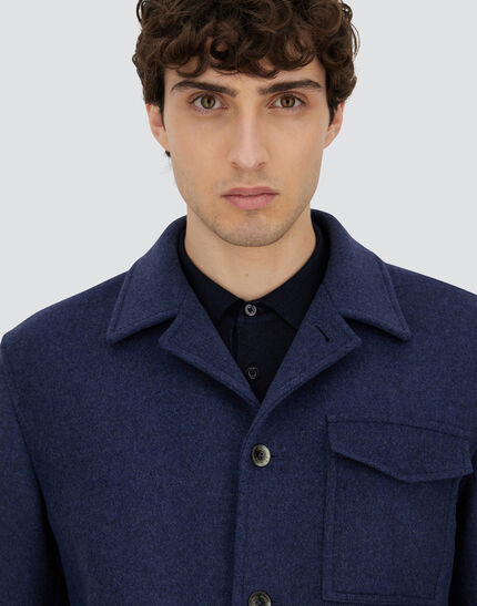 FIELD JACKET IN SOFT RECYCLED WOOL Navy Blue