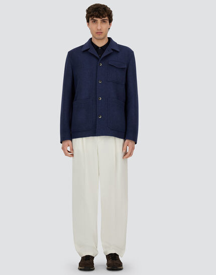 FIELD JACKET IN SOFT RECYCLED WOOL Navy Blue