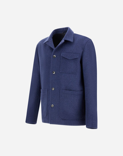 FIELD JACKET IN SOFT RECYCLED WOOL Navy Blue