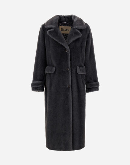 COAT IN MELANGE ALTERNATIVE MINK FUR Grey