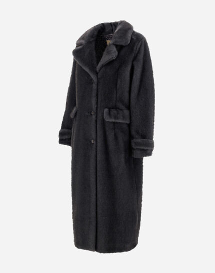 COAT IN MELANGE ALTERNATIVE MINK FUR Grey