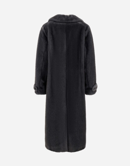 COAT IN MELANGE ALTERNATIVE MINK FUR Grey