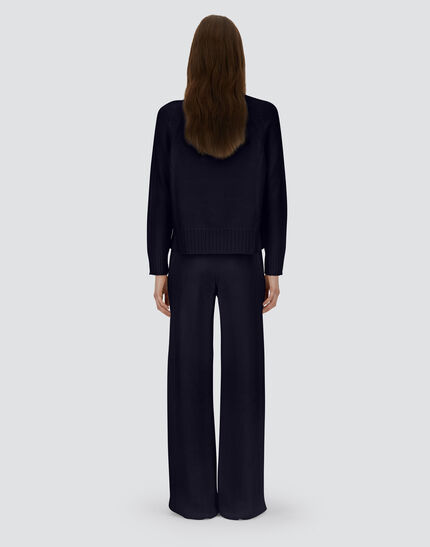 TROUSERS IN RIBBED & BRAIDED MERINO WOOL Dark Blue 5 TROUSERS IN RIBBED & BRAIDED MERINO WOOL Dark Blue