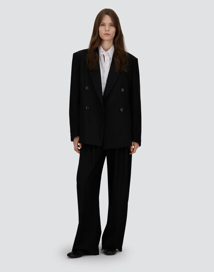 PALAZZO TROUSERS IN FLUID WOOL Black