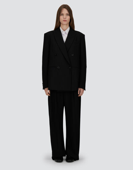 PALAZZO TROUSERS IN FLUID WOOL Black