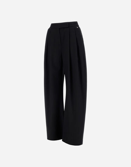 PALAZZO TROUSERS IN FLUID WOOL Black