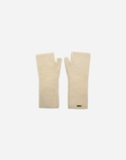 GLOVES IN COB STITCH CARDED WOOL Cream