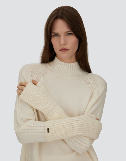 GLOVES IN COB STITCH CARDED WOOL Cream