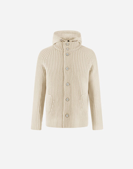 CARDIGAN IN COB STITCH WOOL Cream