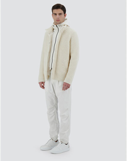 CARDIGAN IN COB STITCH WOOL Cream