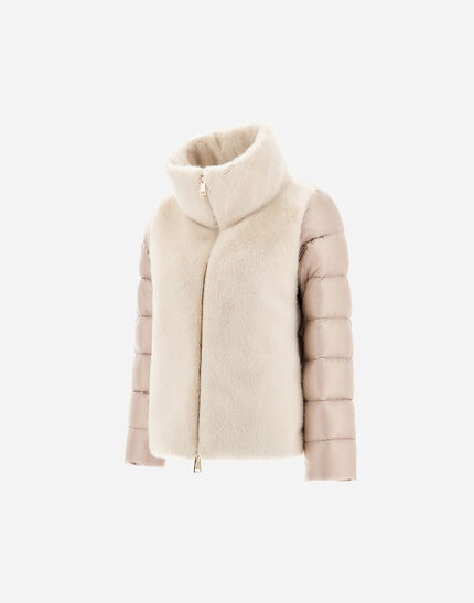 CAPE IN NYLON ULTRALIGHT AND LADY ALTERNATIVE FUR Chantilly