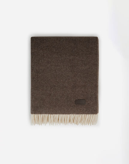 HERNO HABITA DOUBLE-SIDED WOOL AND CASHMERE BLANKET Coffee