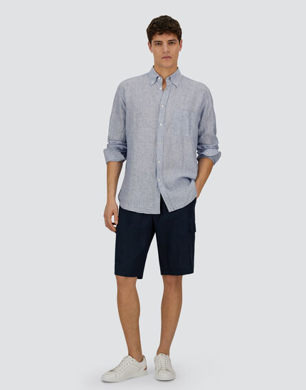 RESORT BERMUDA SHORTS IN NEW LINEN Blue/White