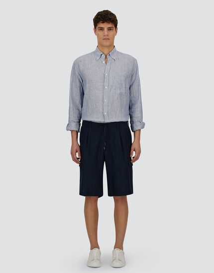 RESORT BERMUDA SHORTS IN NEW LINEN Blue/White