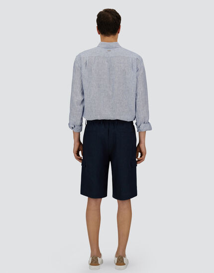 RESORT BERMUDA SHORTS IN NEW LINEN Blue/White