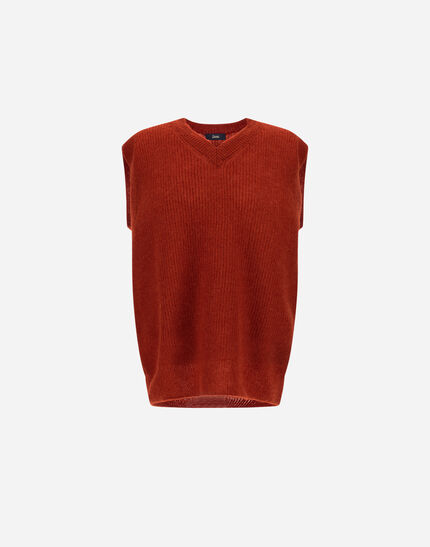 VEST IN COB STITCH ALPACA WOOL Orange 1 VEST IN COB STITCH ALPACA WOOL Orange