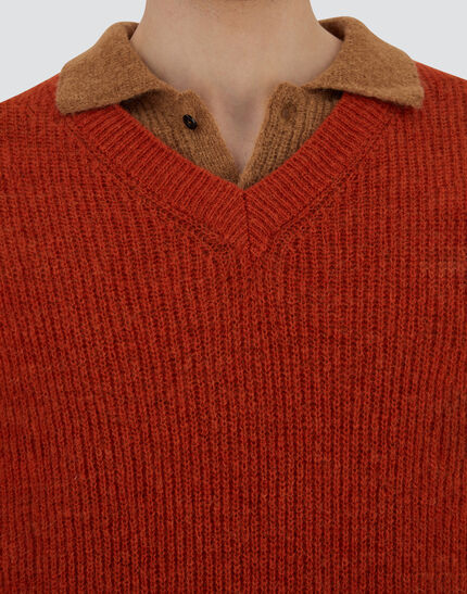 VEST IN COB STITCH ALPACA WOOL Orange 3 VEST IN COB STITCH ALPACA WOOL Orange