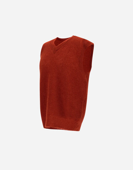VEST IN COB STITCH ALPACA WOOL Orange 6 VEST IN COB STITCH ALPACA WOOL Orange