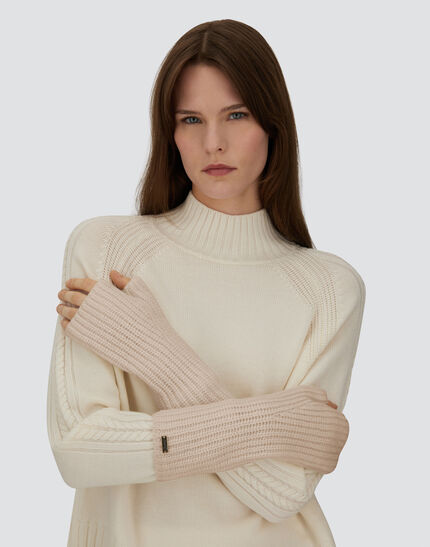GLOVES IN COB STITCH CARDED WOOL Chantilly
