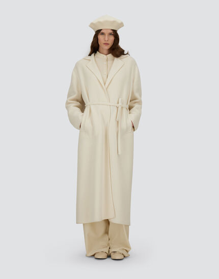 BELTED COAT IN NEW MODERN WOOL White
