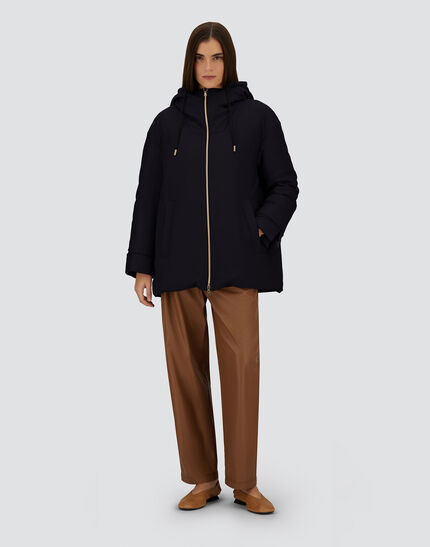 REVERSIBLE PARKA IN FLUID WOOL AND CHANGING NYLON Black 2 REVERSIBLE PARKA IN FLUID WOOL AND CHANGING NYLON Black
