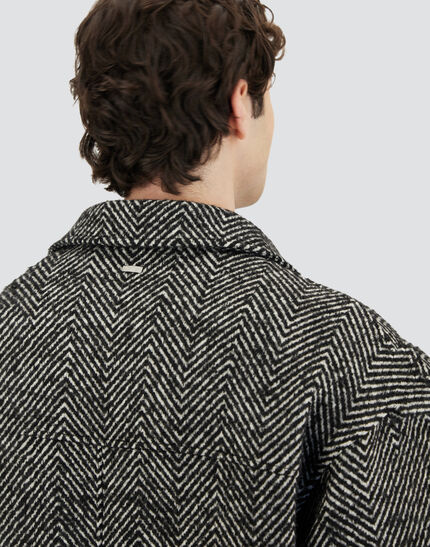 COAT IN HERRINGBONE R-WOOL Black/White 3 COAT IN HERRINGBONE R-WOOL Black/White