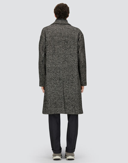 COAT IN HERRINGBONE R-WOOL Black/White 5 COAT IN HERRINGBONE R-WOOL Black/White