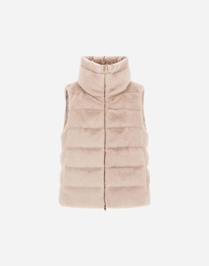 VEST IN LADY ALTERNATIVE FUR AND NYLON ULTRALIGHT Chantilly
